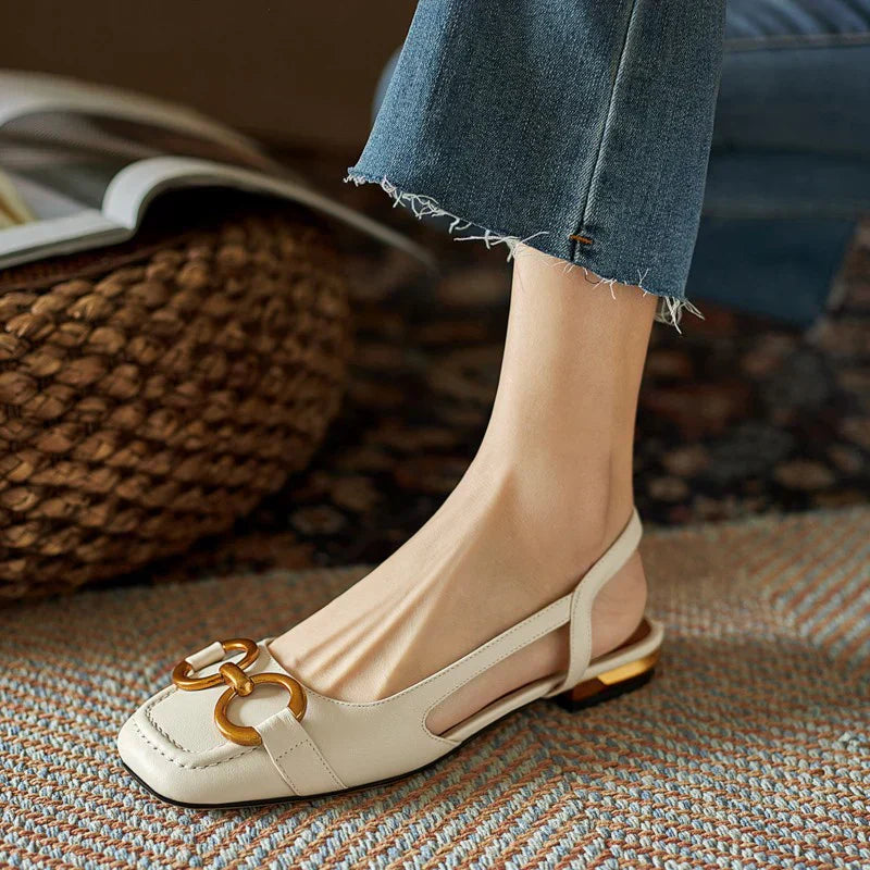 Women's Slingback Loafers with Round Toe and Horsebit Hardware