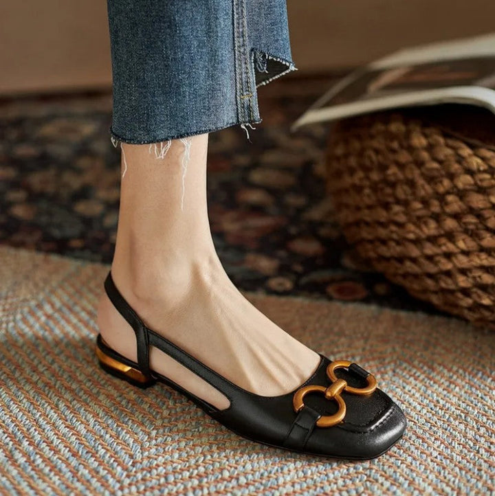 Women's Slingback Loafers with Round Toe and Horsebit Hardware