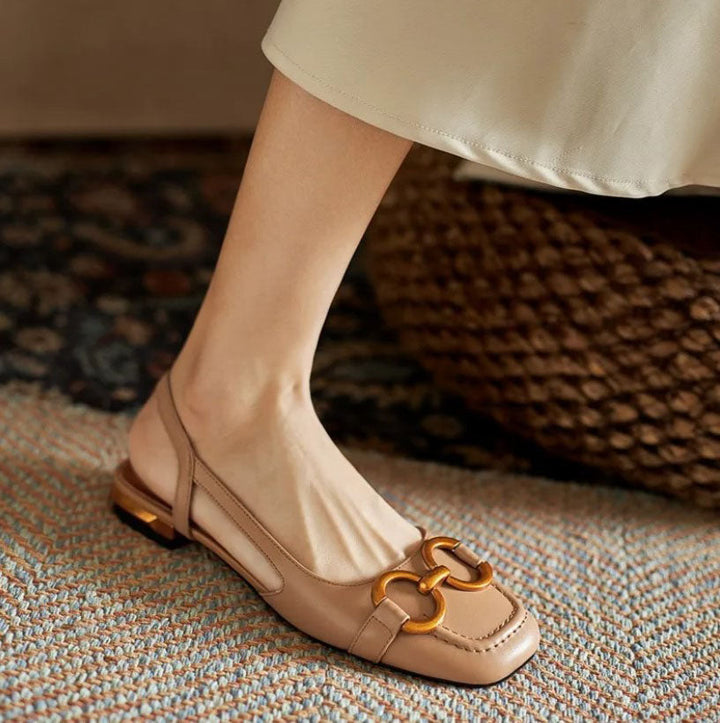 Women's Slingback Loafers with Round Toe and Horsebit Hardware