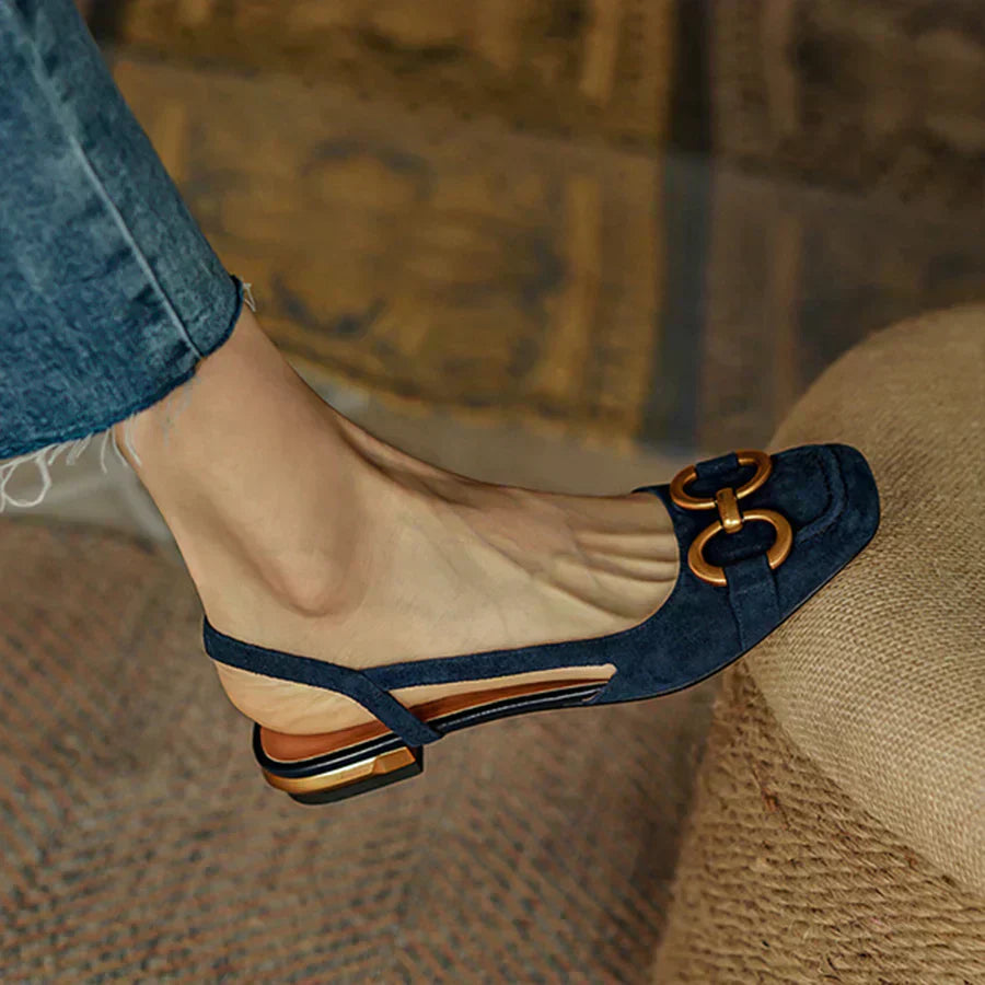 Women's Slingback Loafers with Round Toe and Horsebit Hardware