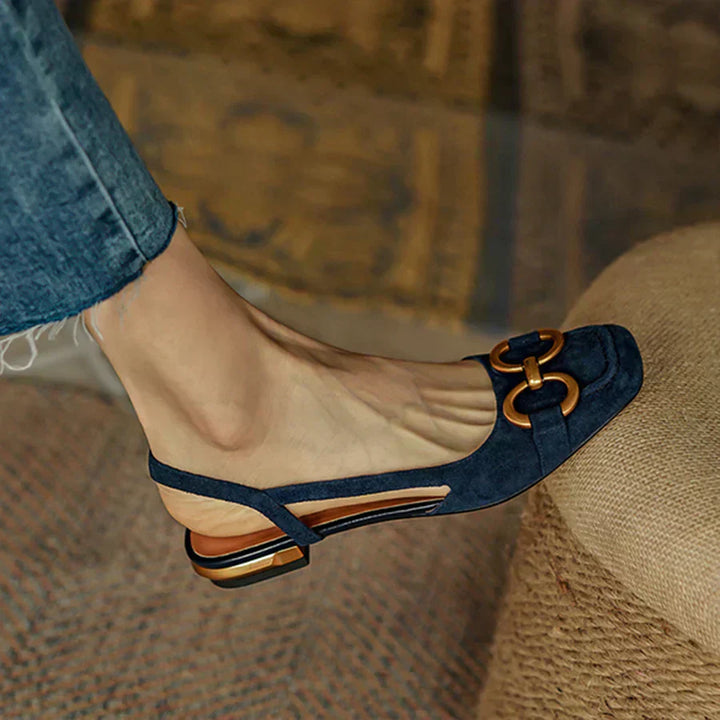 Women's Slingback Loafers with Round Toe and Horsebit Hardware