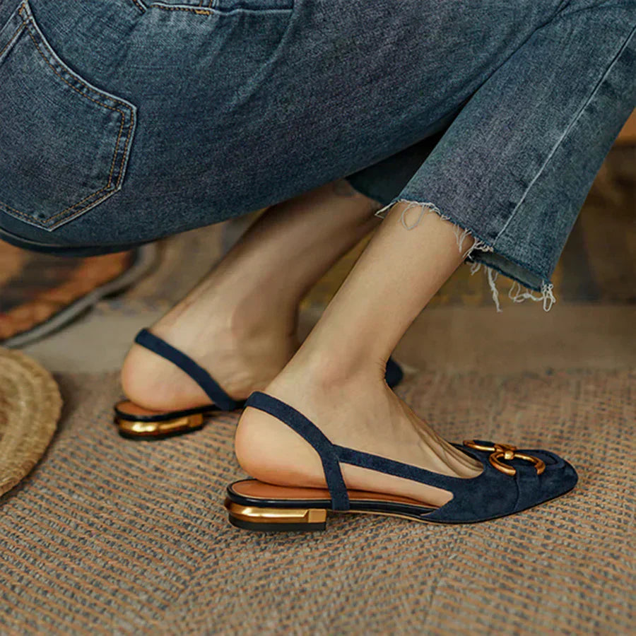 Women's Slingback Loafers with Round Toe and Horsebit Hardware