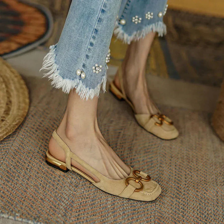 Women's Slingback Loafers with Round Toe and Horsebit Hardware