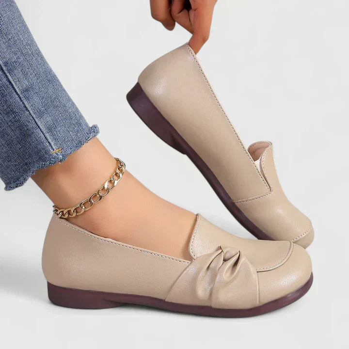 Women's Round Toe Knot Detail Slip-On Flats with Plain Upper