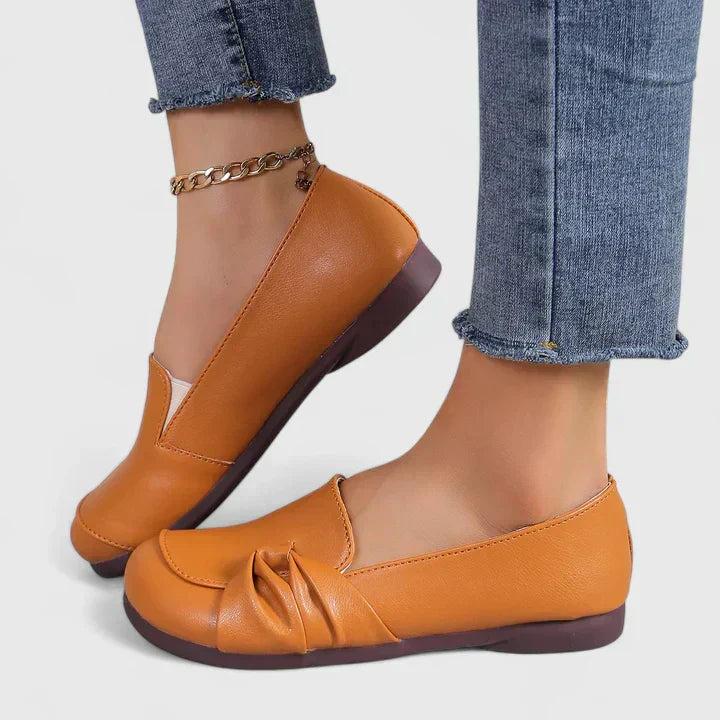 Women's Round Toe Knot Detail Slip-On Flats with Plain Upper