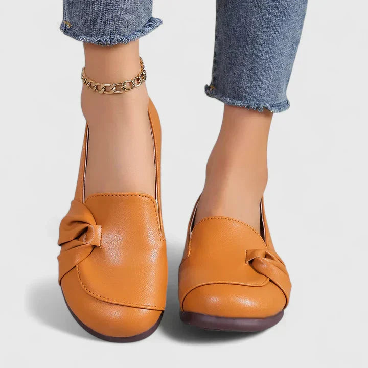 Women's Round Toe Knot Detail Slip-On Flats with Plain Upper