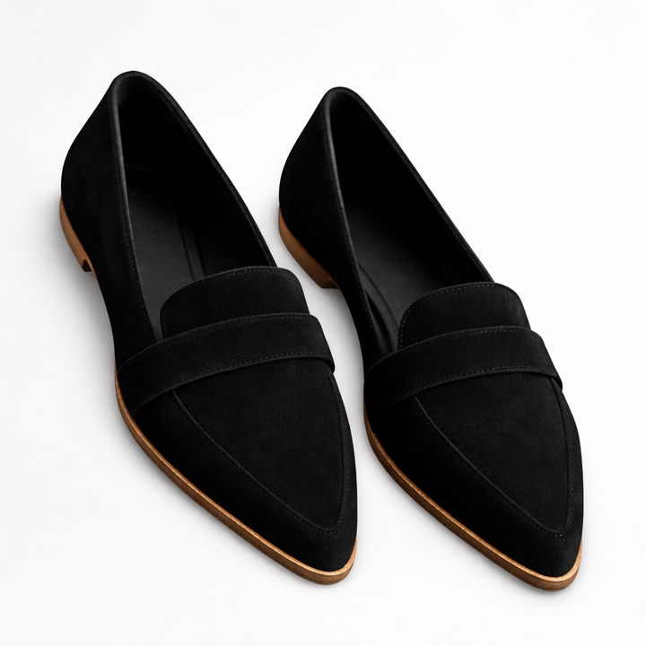 Women’s Pointed Toe Slip-On Loafers with Vamp Strap Panel