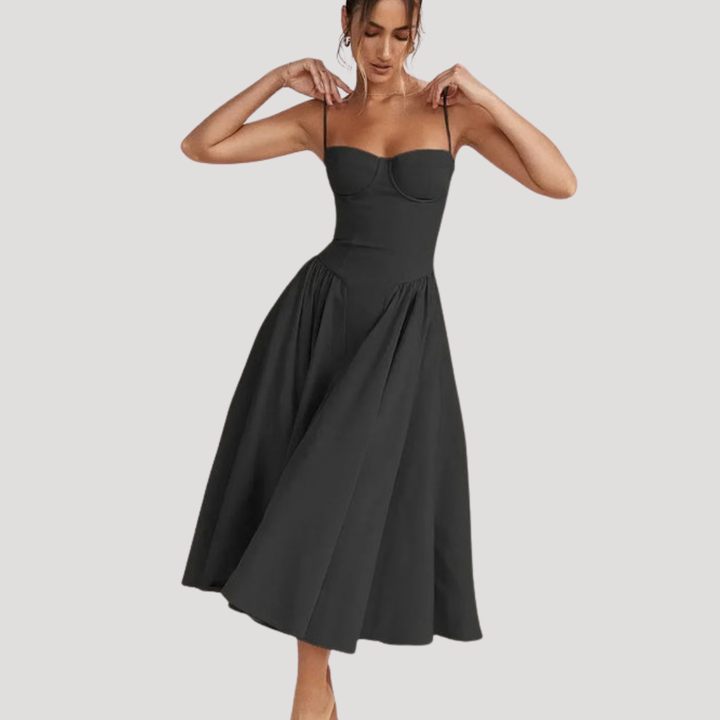 Women’s Spaghetti Strap Bustier Midi Dress
