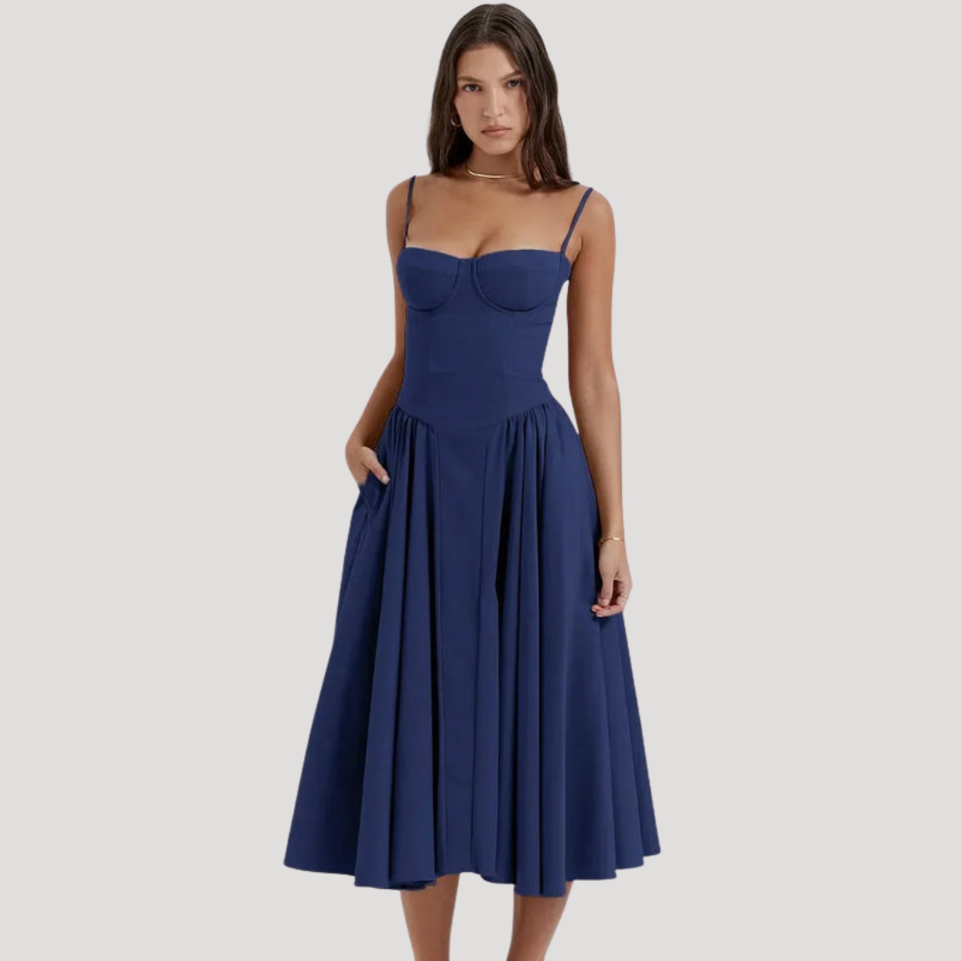 Women’s Spaghetti Strap Bustier Midi Dress
