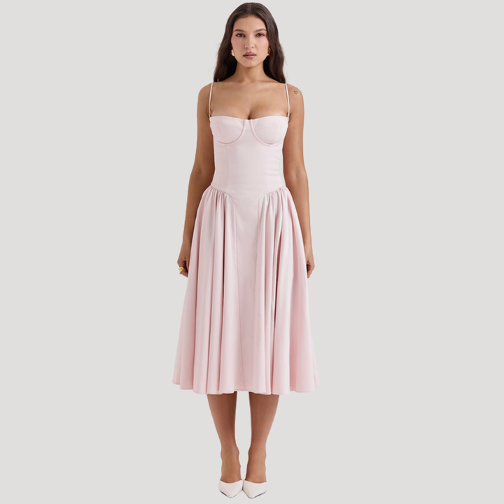 Women’s Spaghetti Strap Bustier Midi Dress