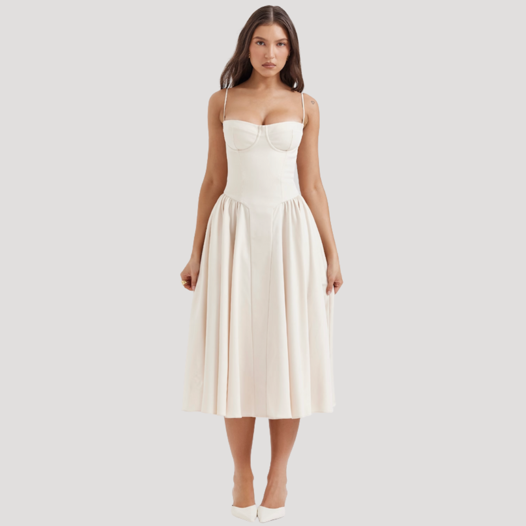 Women’s Spaghetti Strap Bustier Midi Dress