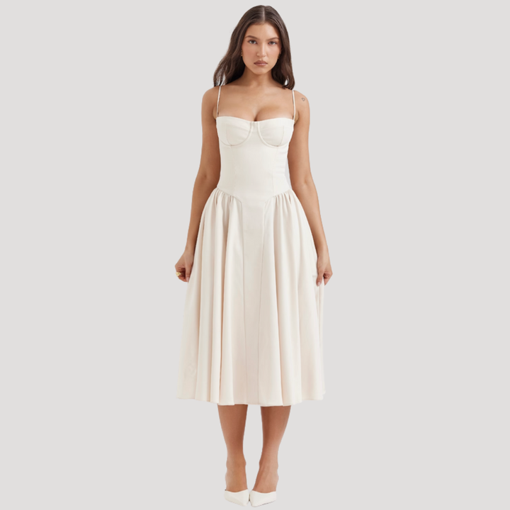 Women’s Spaghetti Strap Bustier Midi Dress