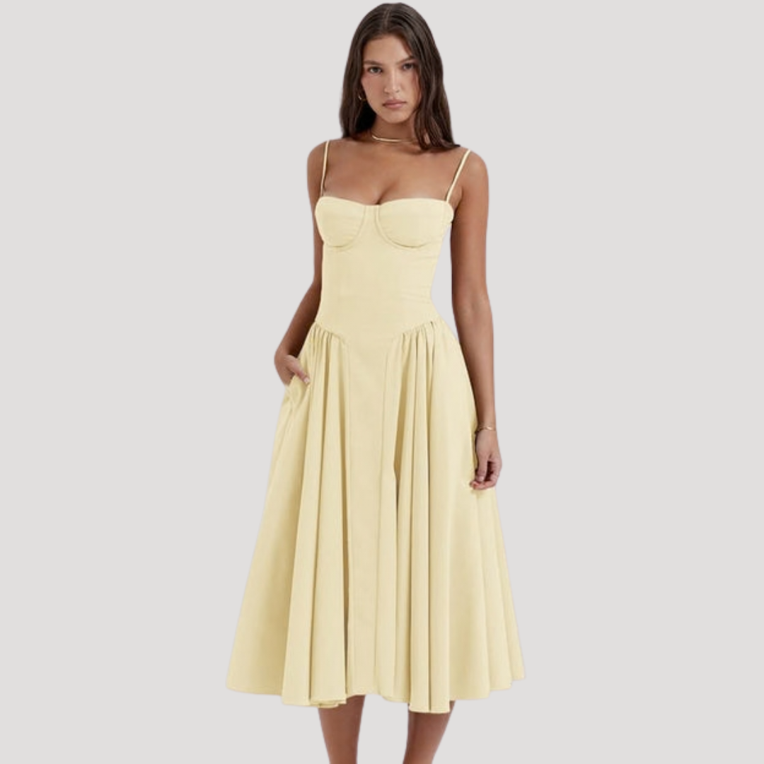 Women’s Spaghetti Strap Bustier Midi Dress