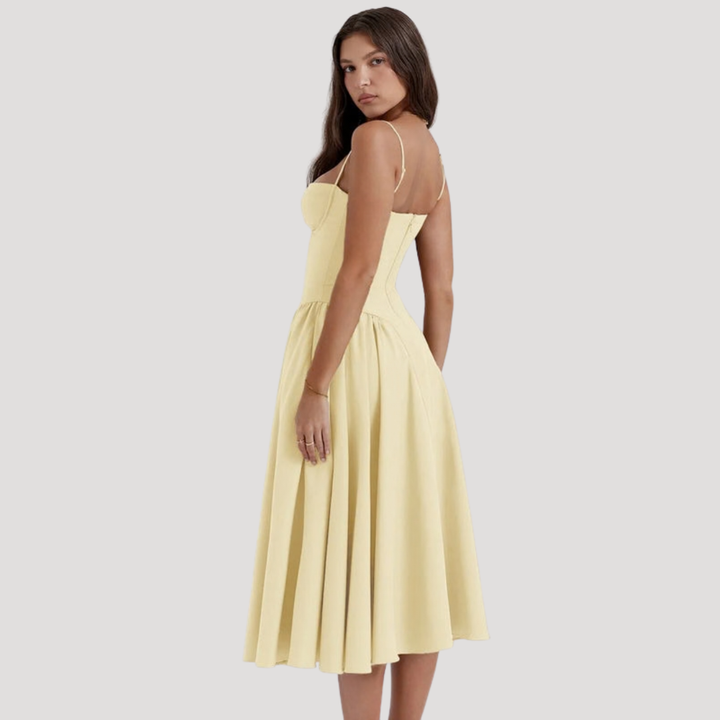 Women’s Spaghetti Strap Bustier Midi Dress