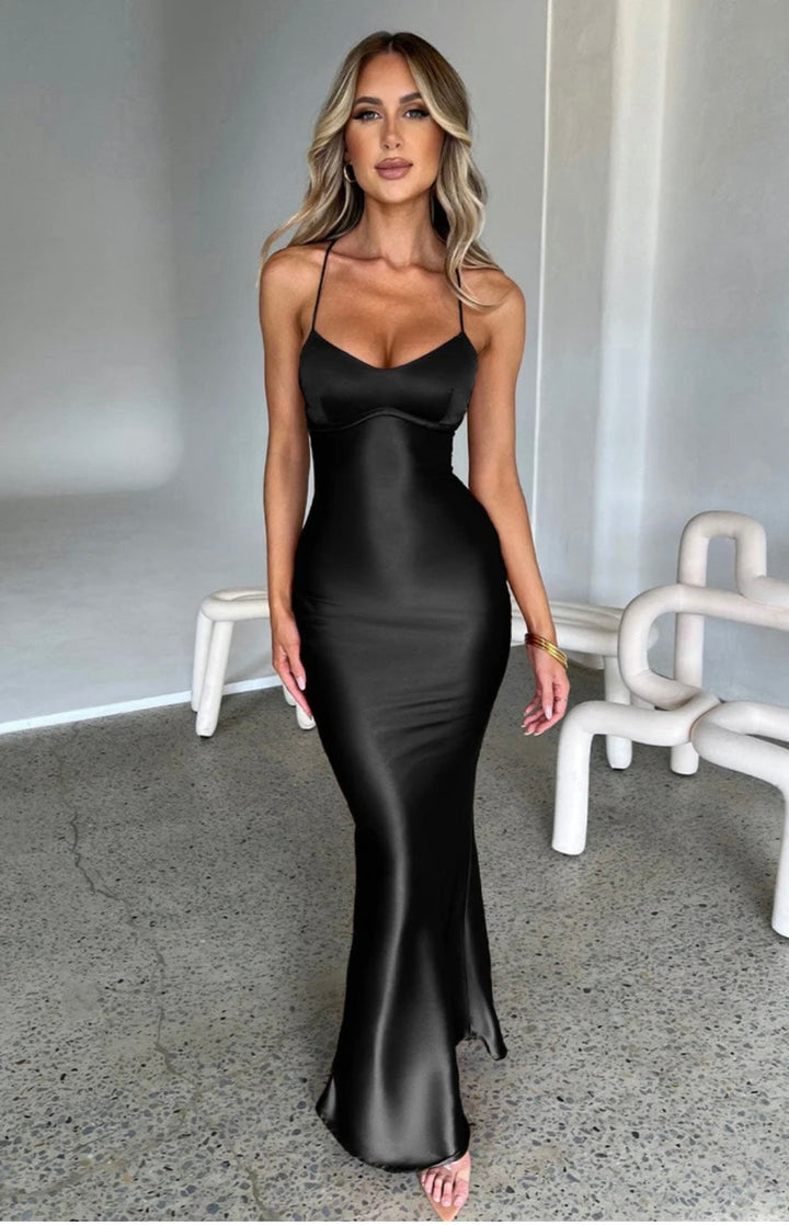 Women’s Spaghetti Strap Panel Maxi Dress