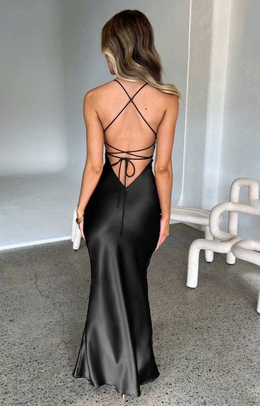 Women’s Spaghetti Strap Panel Maxi Dress