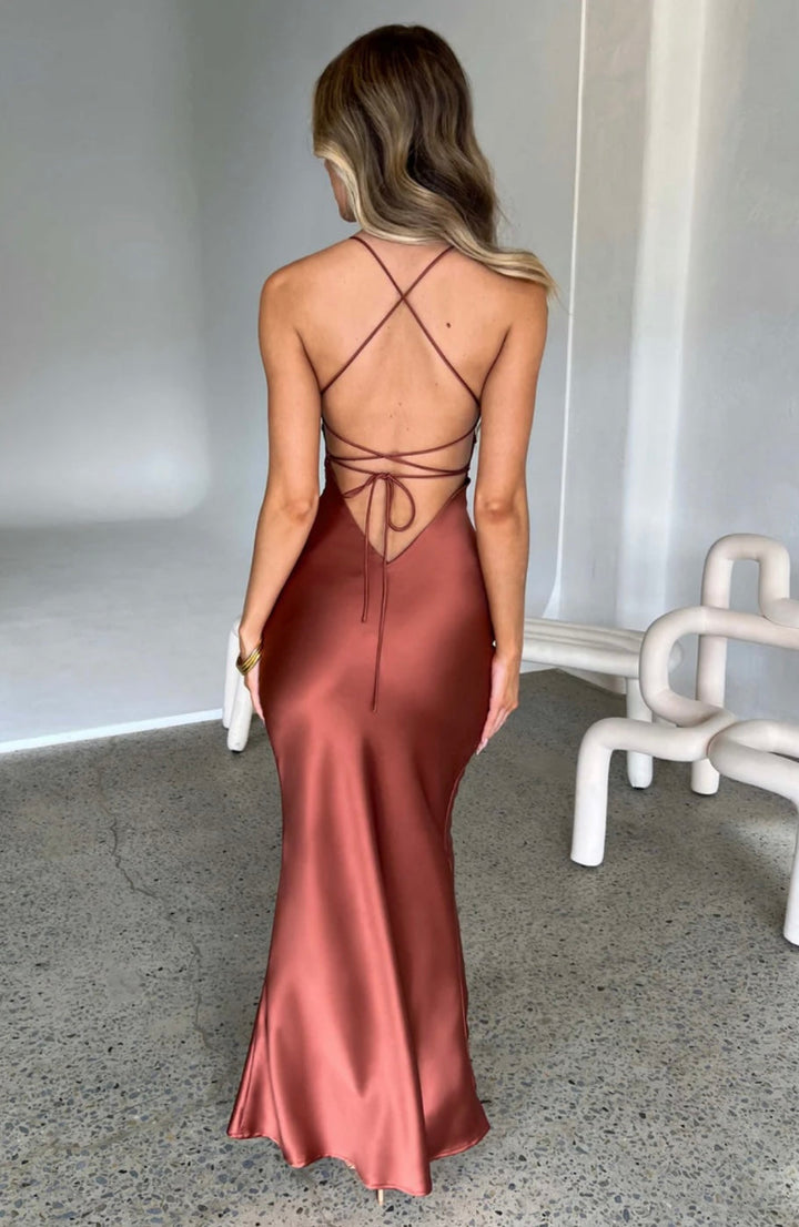 Women’s Spaghetti Strap Panel Maxi Dress