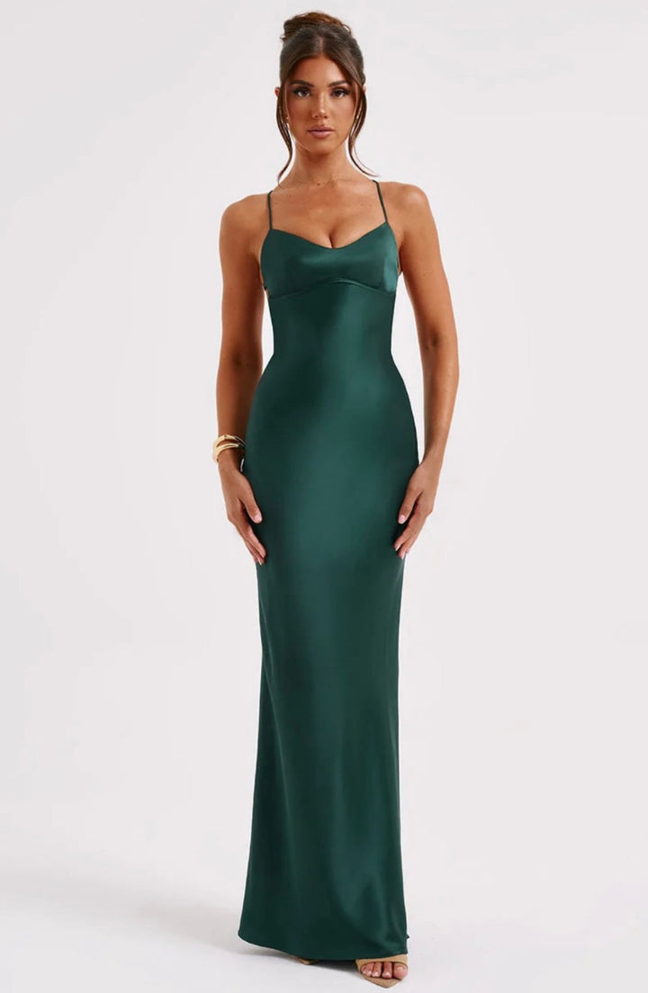 Women’s Spaghetti Strap Panel Maxi Dress