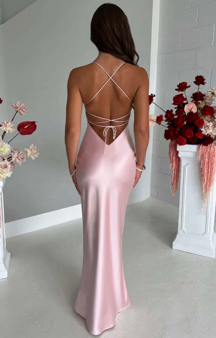Women’s Spaghetti Strap Panel Maxi Dress