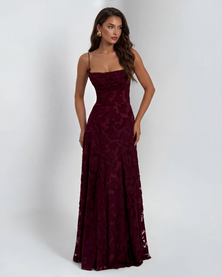 Women’s Spaghetti Strap Textured A-Line Maxi Dress