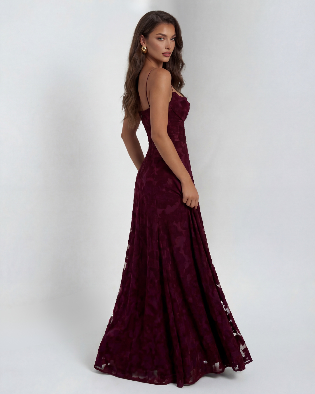 Women’s Spaghetti Strap Textured A-Line Maxi Dress