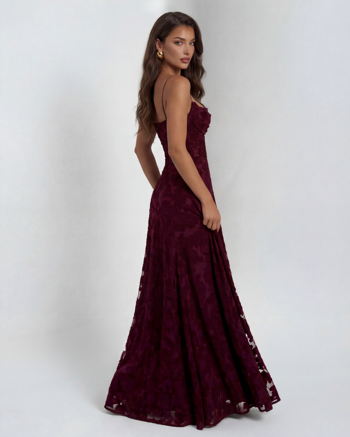Women’s Spaghetti Strap Textured A-Line Maxi Dress
