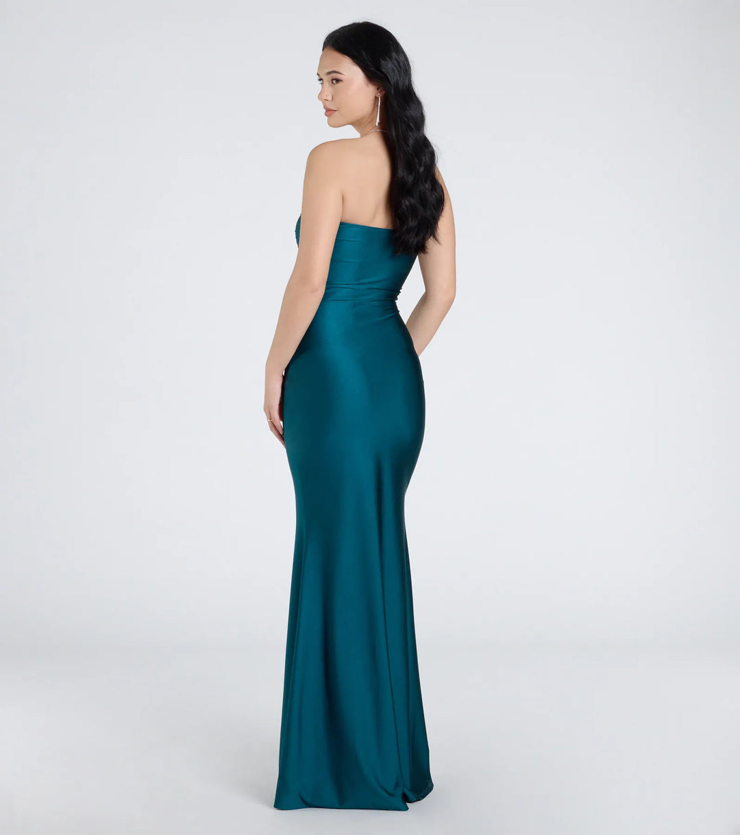 Women's Strapless Mermaid Maxi Dress with High Side Slit