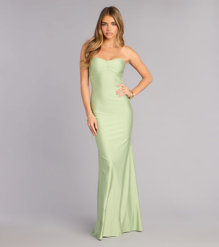Women's Strapless Mermaid Maxi Dress with Sweetheart Neckline