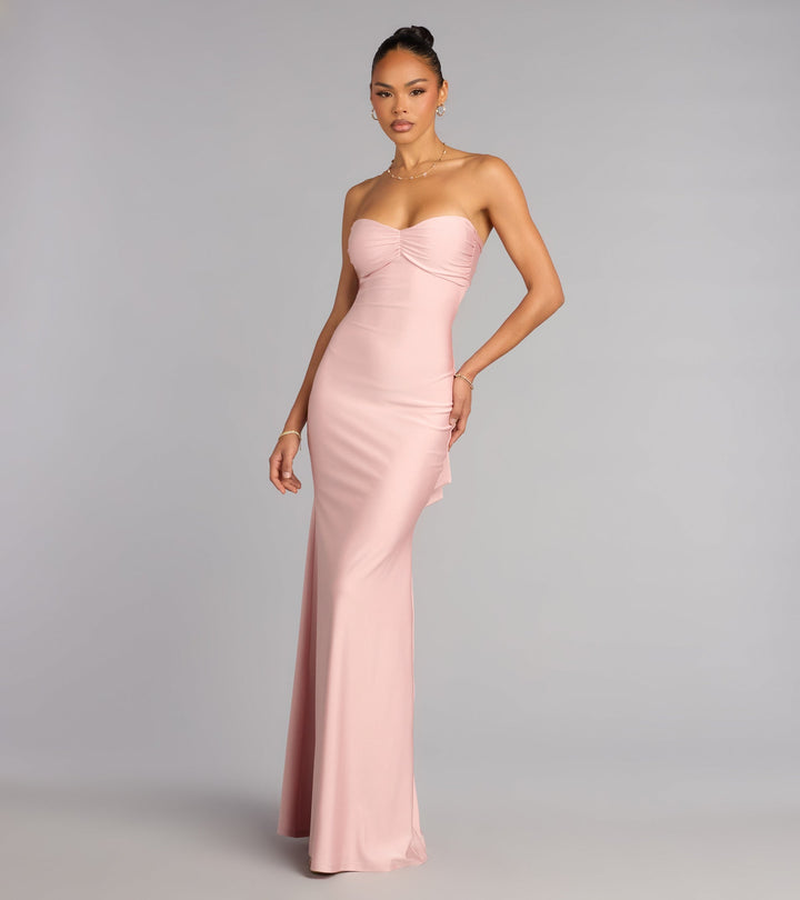 Women's Strapless Mermaid Maxi Dress with Sweetheart Neckline