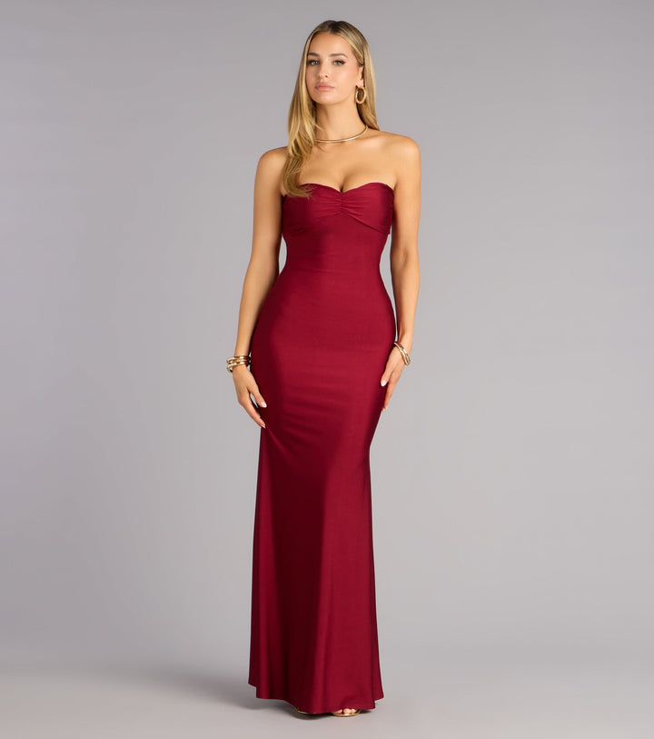 Women's Strapless Mermaid Maxi Dress with Sweetheart Neckline