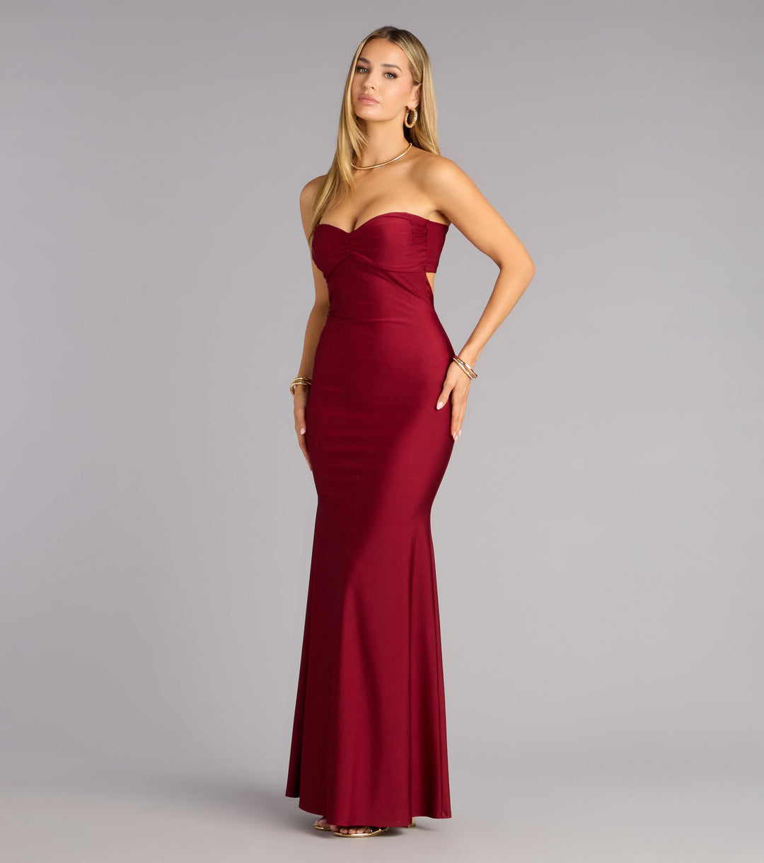 Women's Strapless Mermaid Maxi Dress with Sweetheart Neckline