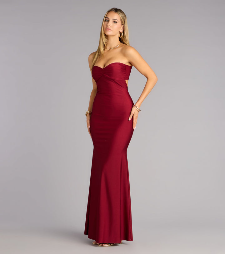Women's Strapless Mermaid Maxi Dress with Sweetheart Neckline