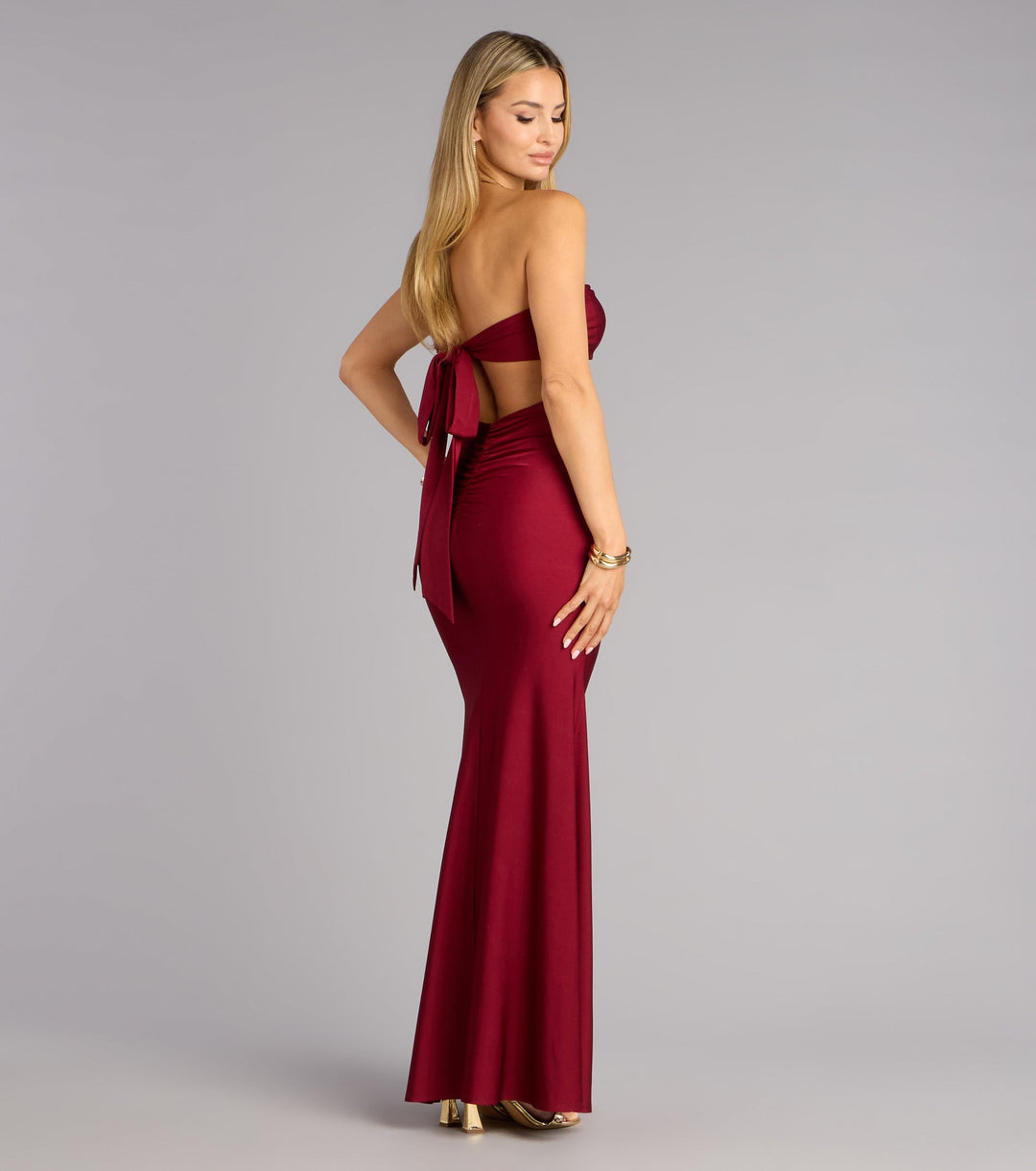 Women's Strapless Mermaid Maxi Dress with Sweetheart Neckline
