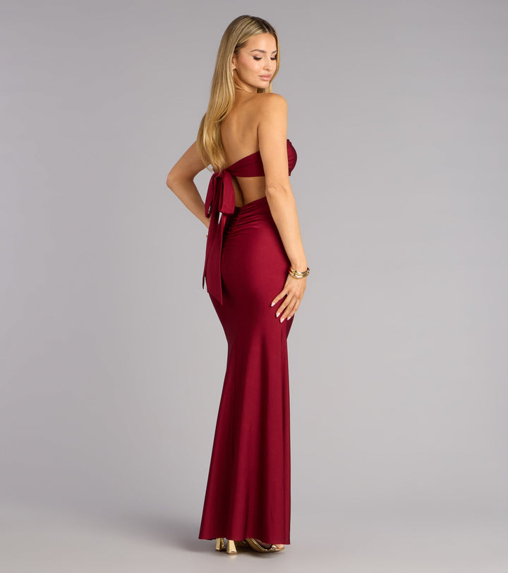 Women's Strapless Mermaid Maxi Dress with Sweetheart Neckline