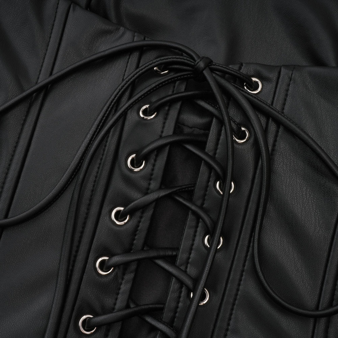 Women’s Strapless Corset Panel Mini Dress with Lace-Up Back