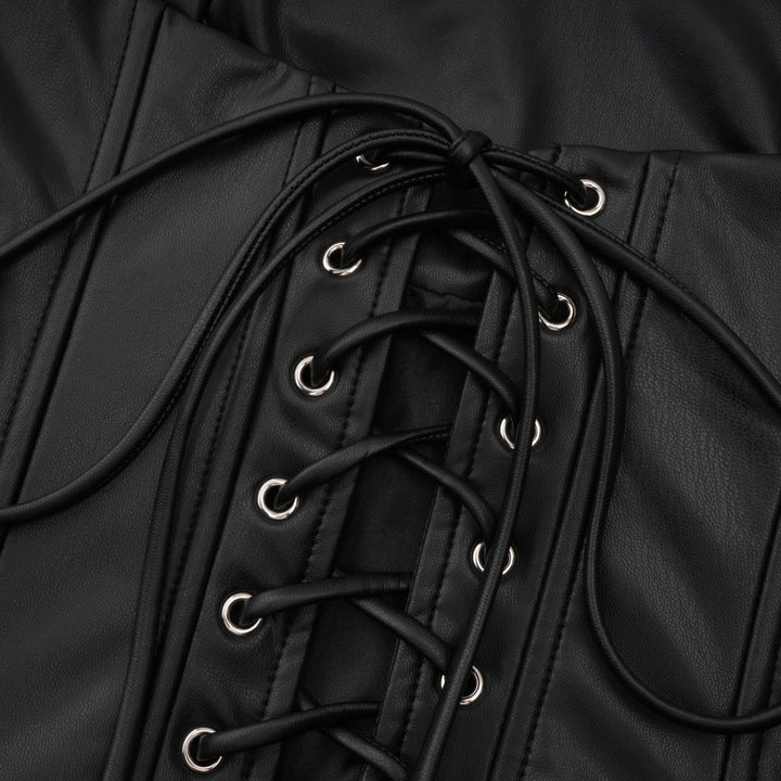Women’s Strapless Corset Panel Mini Dress with Lace-Up Back