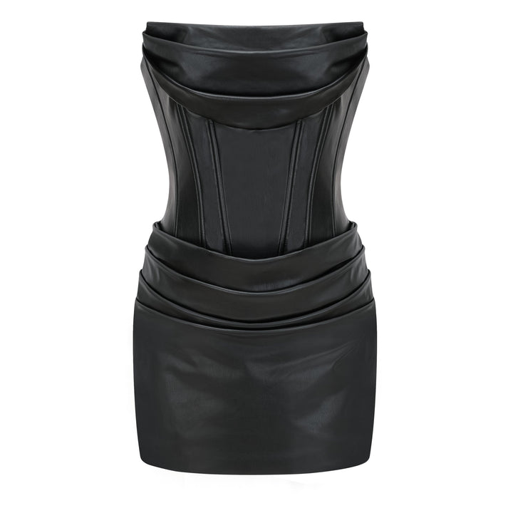 Women’s Strapless Corset Panel Mini Dress with Lace-Up Back