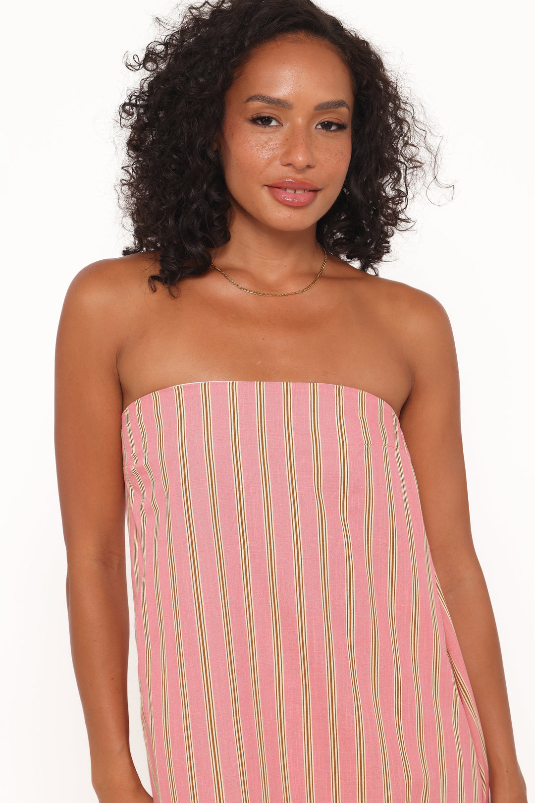 Women’s Strapless Stripe Maxi Dress