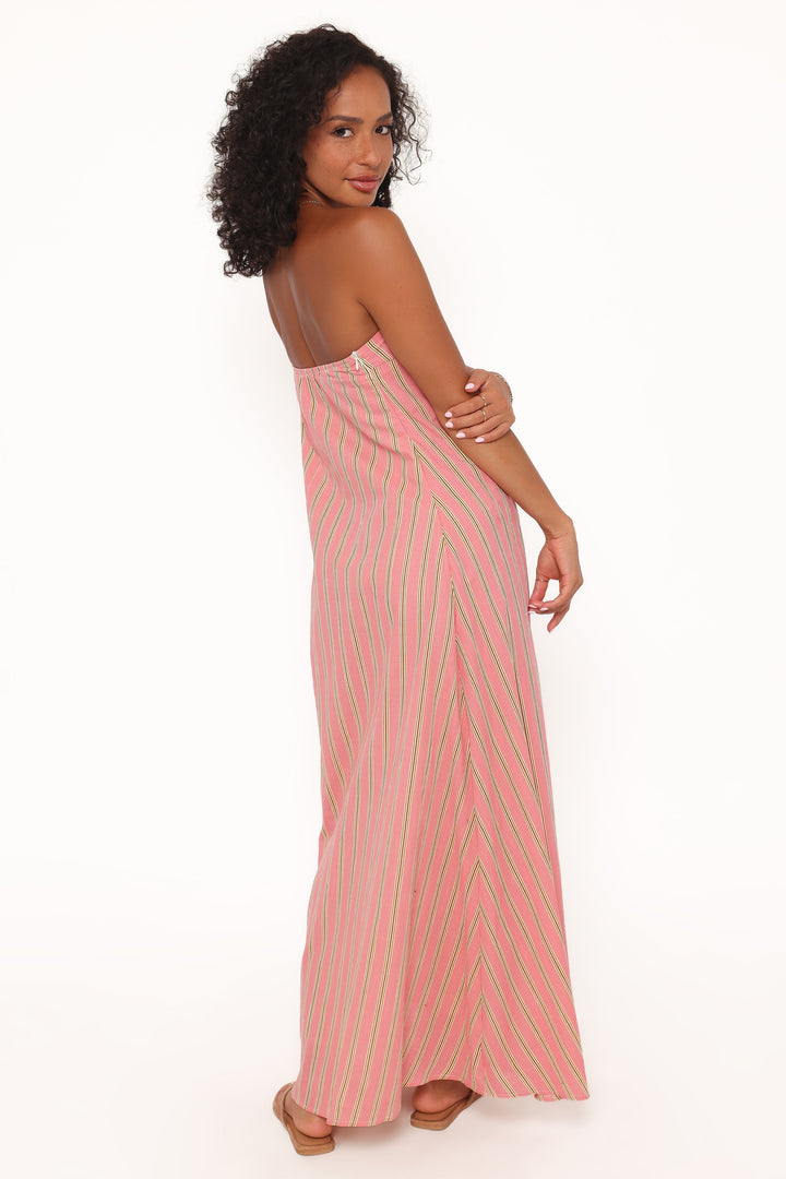 Women’s Strapless Stripe Maxi Dress
