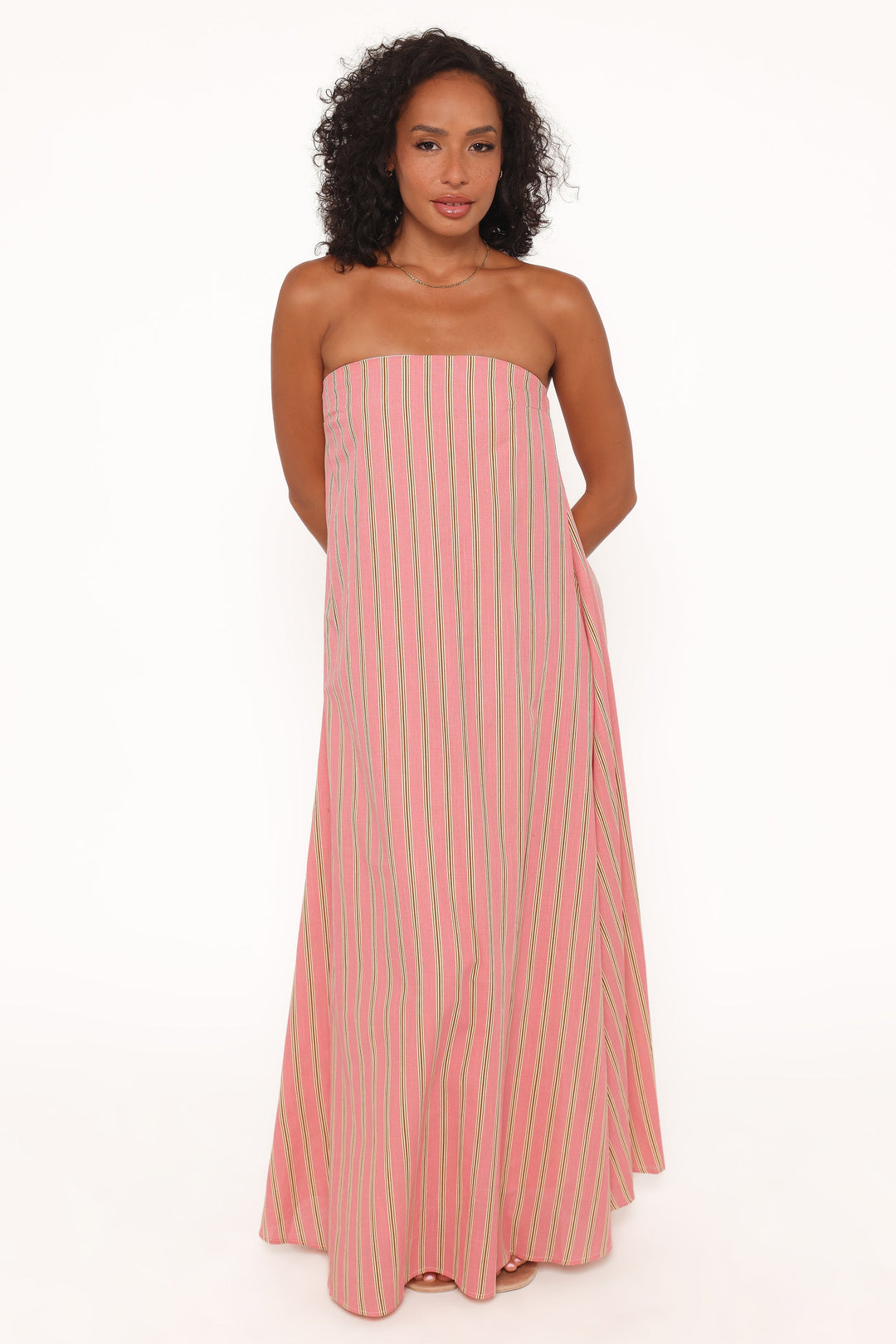 Women’s Strapless Stripe Maxi Dress