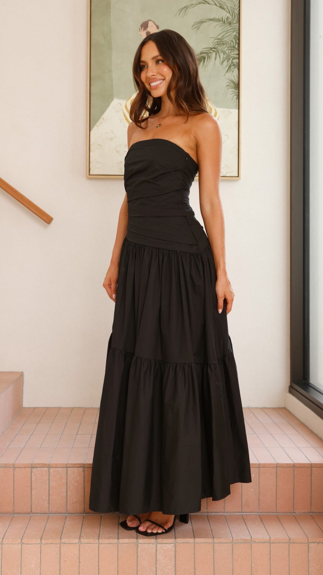 Women’s Strapless Tiered Maxi Dress