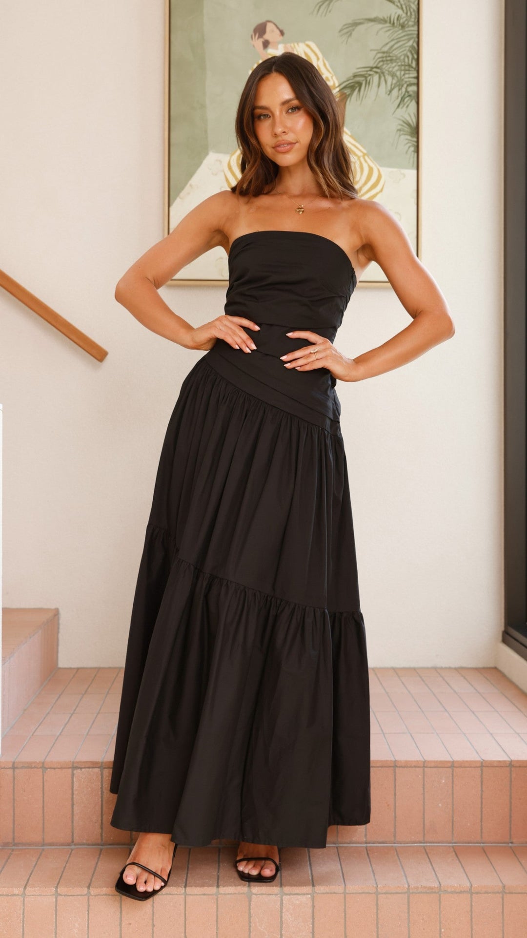 Women’s Strapless Tiered Maxi Dress