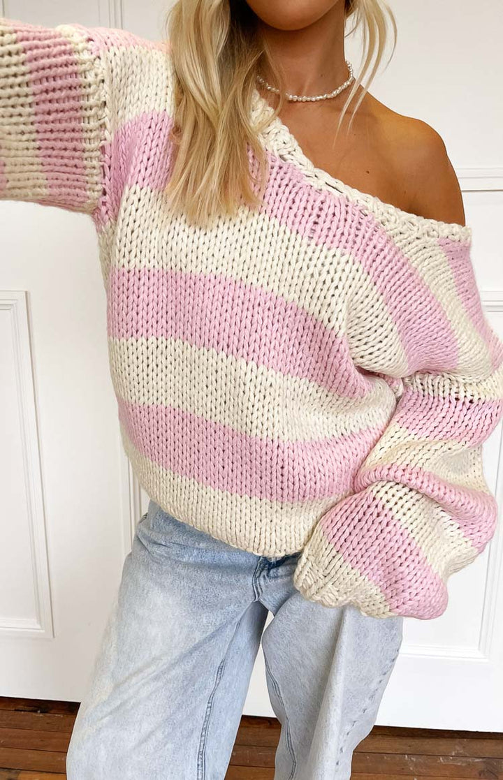 Women’s Striped Chunky Knit Sweater
