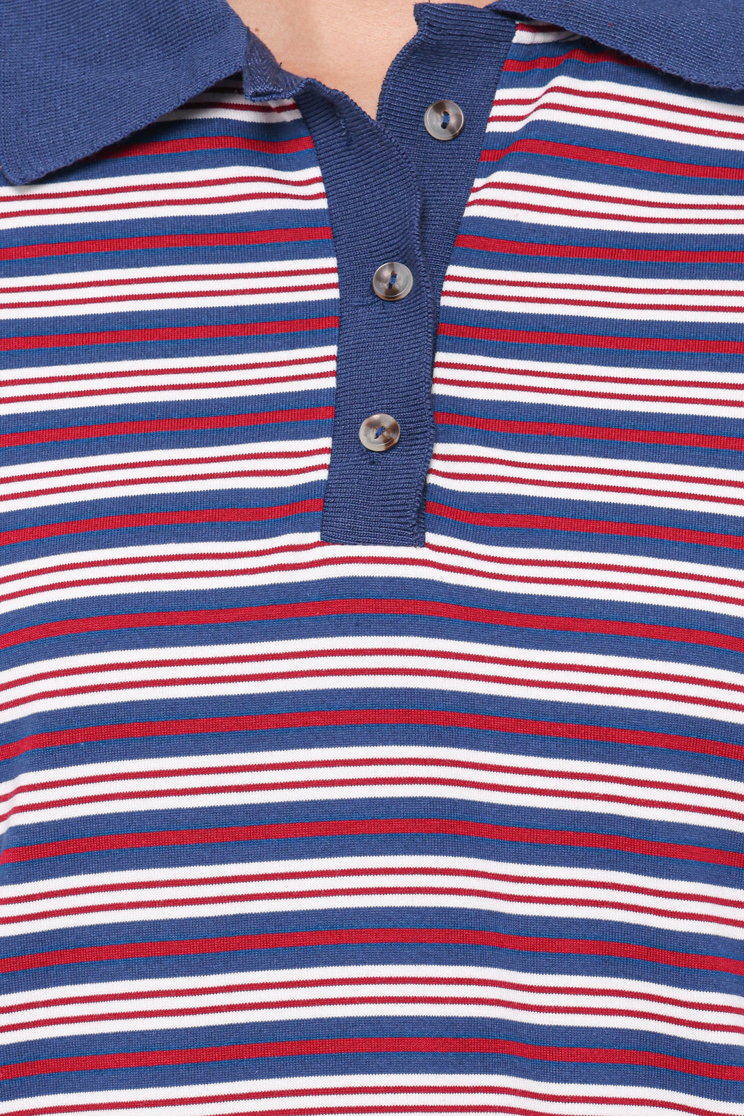 Women’s Striped Long Sleeve Polo Top