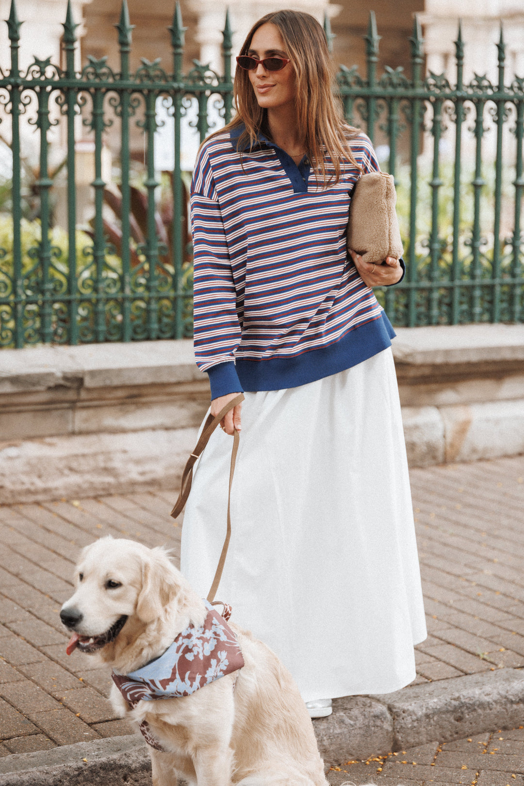 Women’s Striped Long Sleeve Polo Top