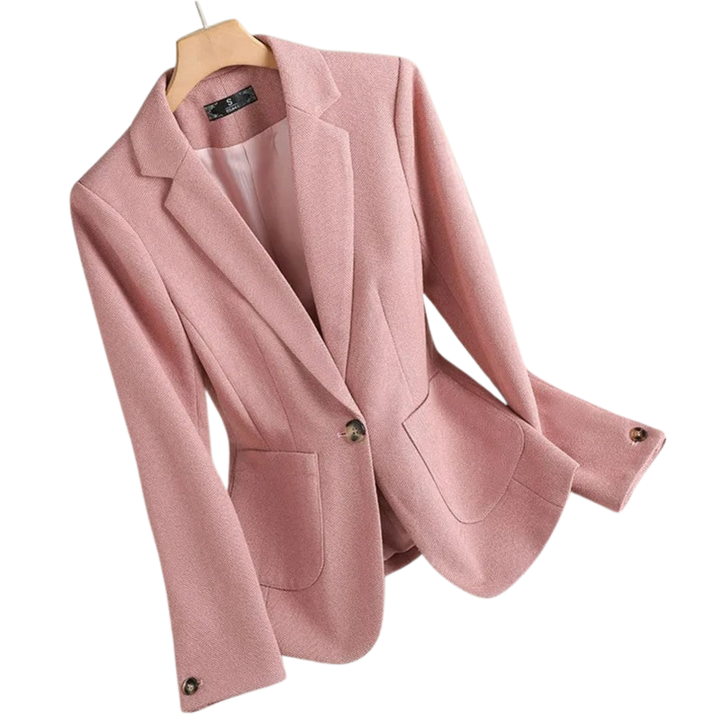 Women's Single-Button Blazer with Notch Lapel and Patch Pockets