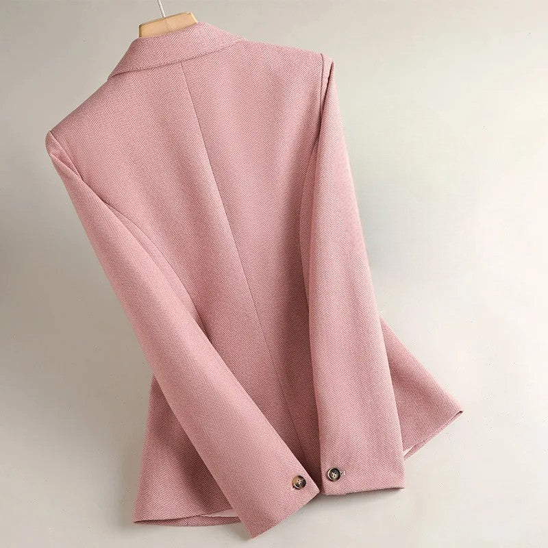 Women's Single-Button Blazer with Notch Lapel and Patch Pockets