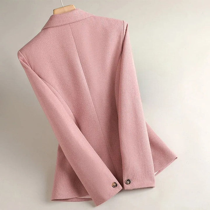 Women's Single-Button Blazer with Notch Lapel and Patch Pockets