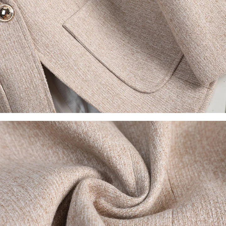 Women’s Textured Single-Button Blazer with Notch Lapel and Patch Pockets