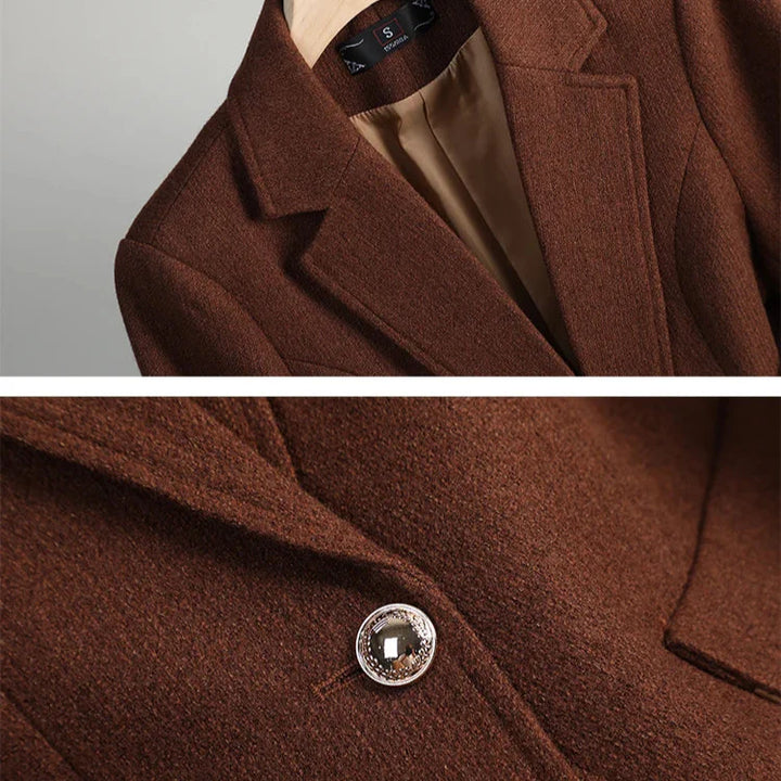 Women’s Textured Single-Button Blazer with Notch Lapel and Patch Pockets